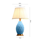 SOGA 2X Textured Ceramic Oval Table Lamp with Gold Metal Base Blue
