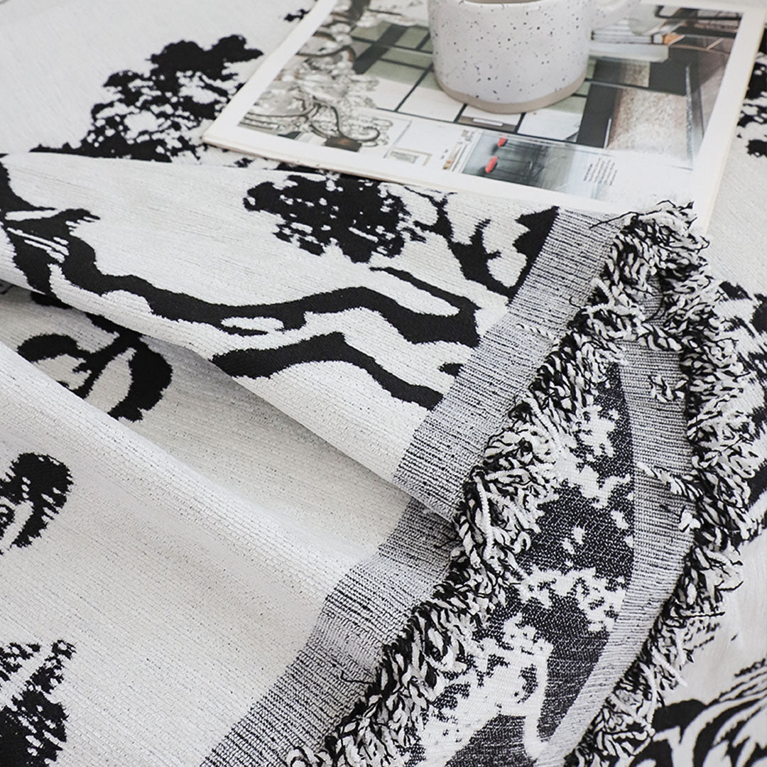 SOGA Three-seater White Sofa Cover Tree Print 180x340cm Polyester