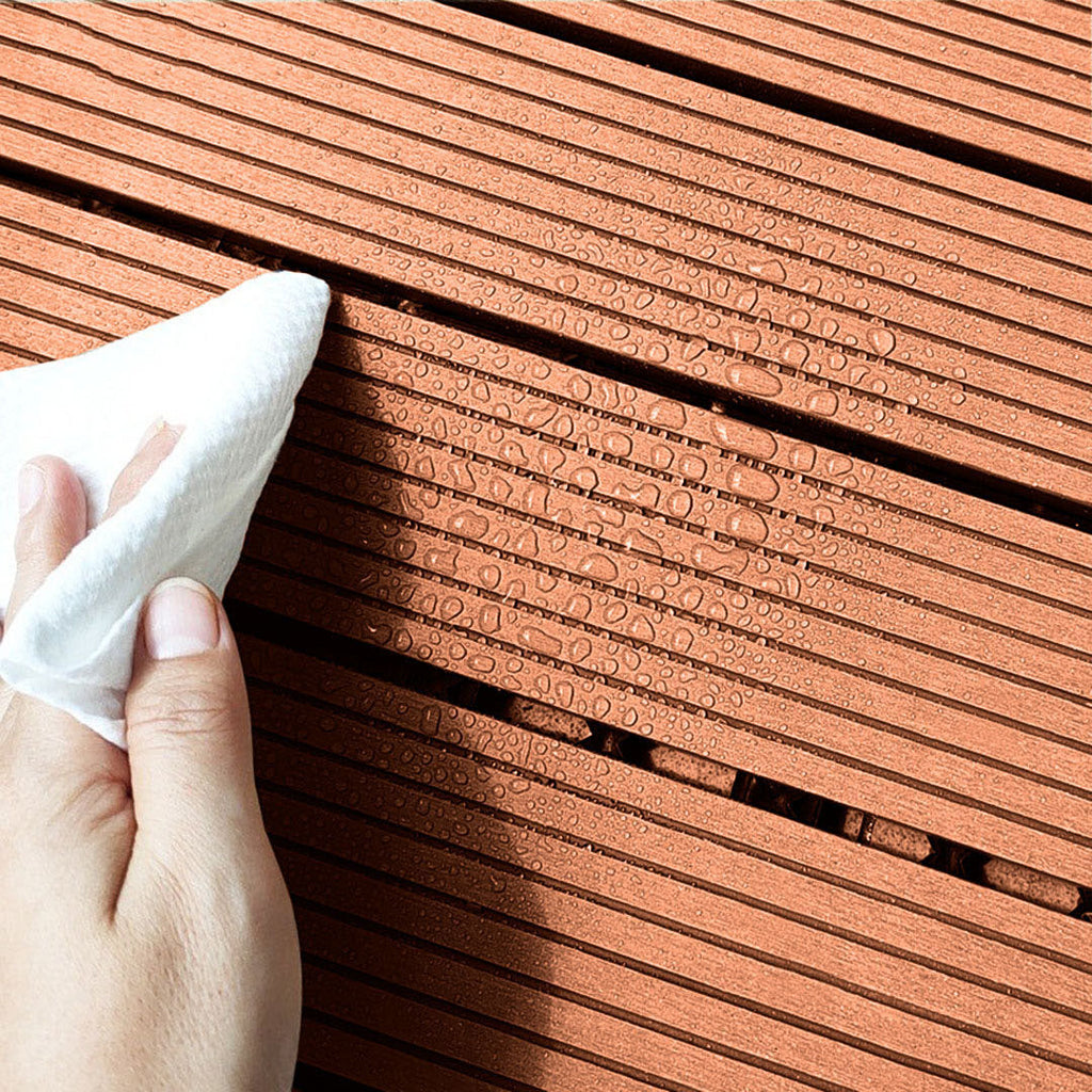 SOGA 2X 11 pcs Red Brown DIY Wooden Composite Decking Tiles Garden Outdoor Backyard Flooring Home Decor