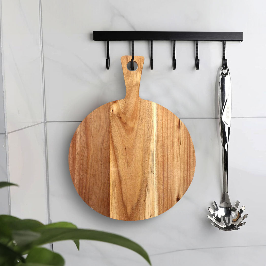 SOGA 42cm Round Premium Wooden Acacia Cutting Board Charcuterie Paddle