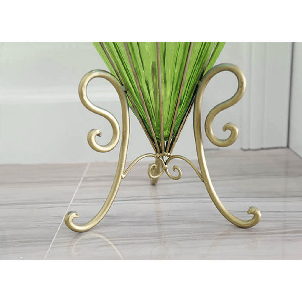 SOGA 67cm Green Glass Tall Floor Vase with 10pcs White Artificial Fake Flower Set