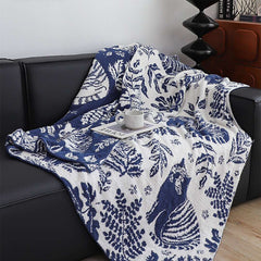 SOGA 2X Deep Blue Cat Floral Print Throw Blanket 160x200cm Polyester $ 237