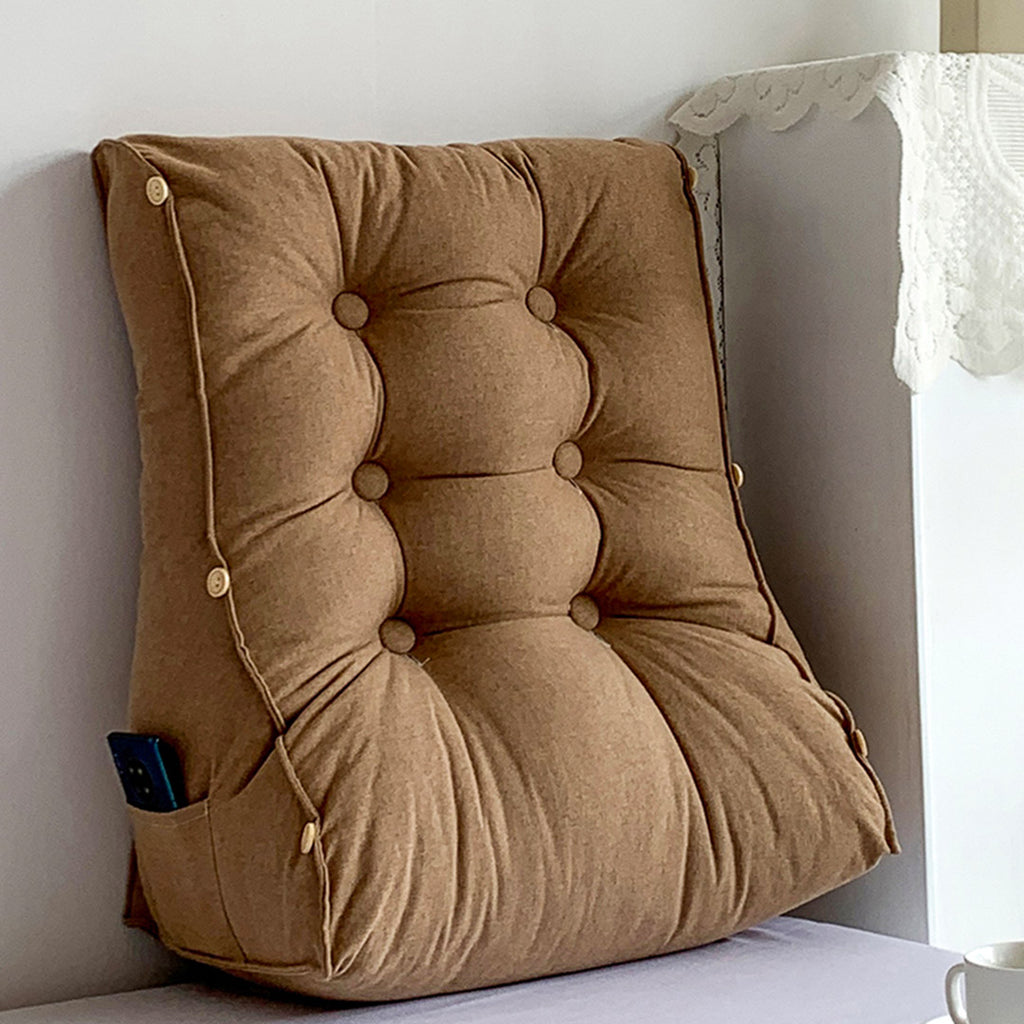 SOGA 45cm Khaki Triangular Wedge Lumbar Pillow Headboard Backrest Sofa Bed Cushion Home Decor