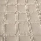 SOGA 2X Beige 183cm Wide Mattress Cover Thick Quilted Stretchable Bed Spread Sheet Protector with Pillow Covers