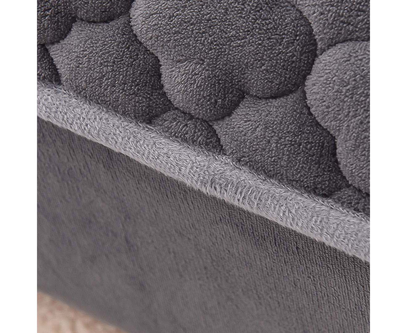 SOGA 2X Grey 153cm Wide Mattress Cover Thick Quilted Fleece Stretchable Clover Design Bed Spread Sheet Protector with Pillow Covers