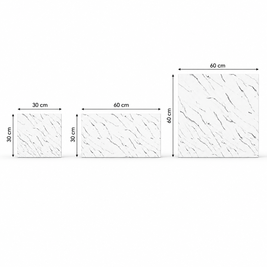 SOGA Peel & Stick Floor and Wall Tiles 30 x 30cm 10 Pack White Faux Marble