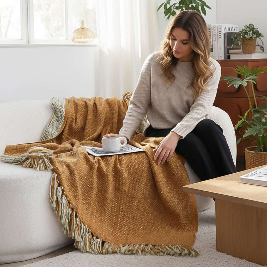 SOGA 2X Mustard Yellow Throw Blanket 127x170cm Soft Acrylic $ 161