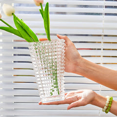 SOGA 22.5cm Handcrafted Clear Glass Vase Classic Design for Home Decor