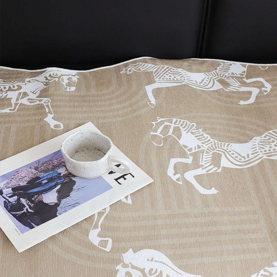 SOGA Two-Seater Beige Horse Print 90x90cm Throw Blanket Sofa Cover $ 111