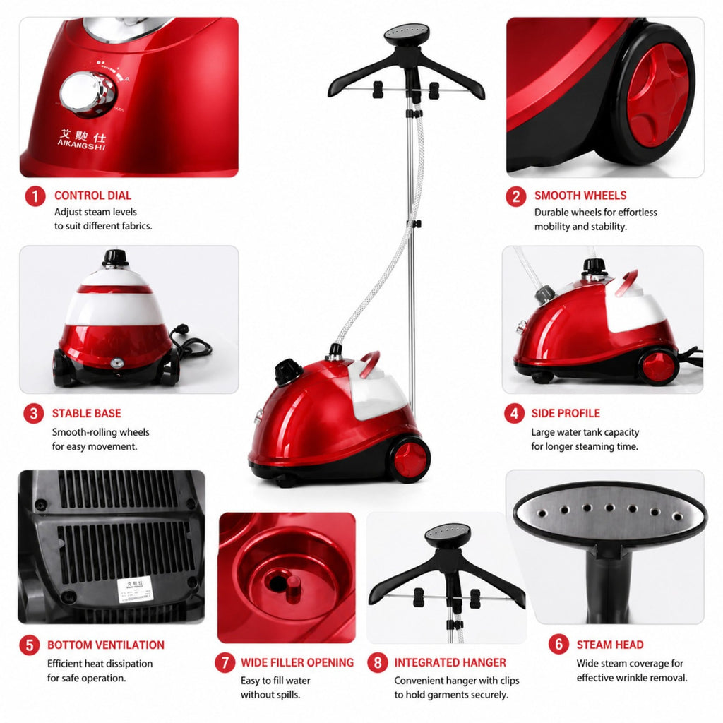 SOGA Garment Steamer Portable Cleaner Steam Iron Red