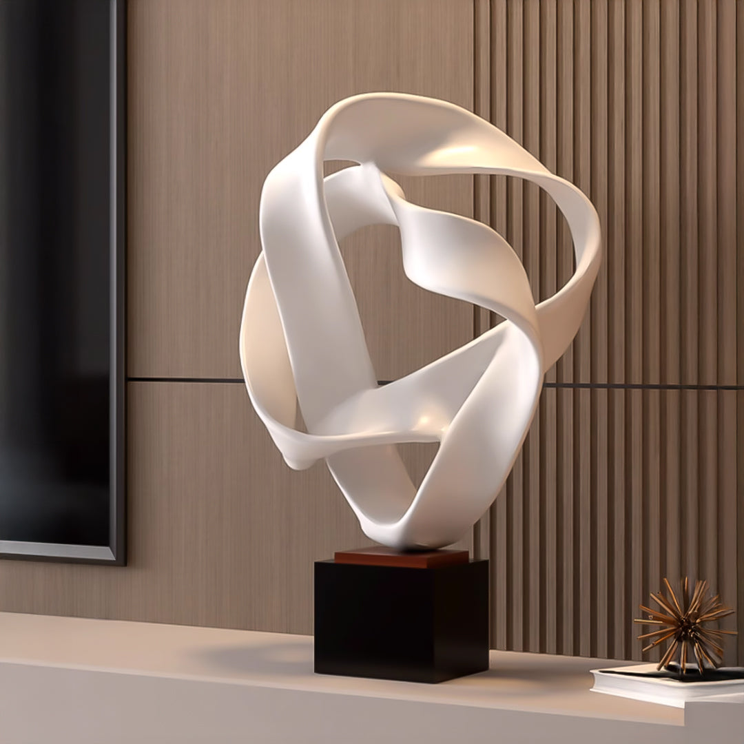 SOGA 41cm White Loop Sculpture – Home Decor
