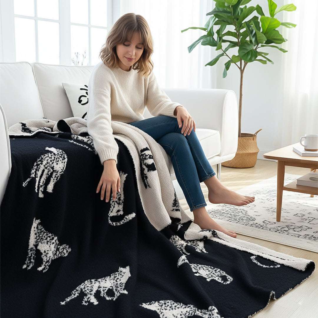SOGA 2X Black Cream Animal Print Throw Blanket 130x180cm Polyester $ 228