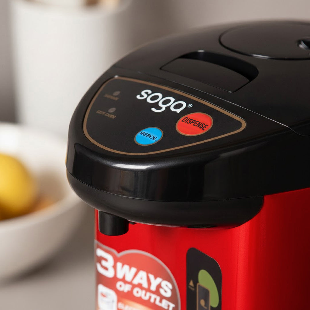 SOGA 2X 3.2L Red Stainless Steel Electric Thermal Pot Dispenser with 3 Dispensing Modes