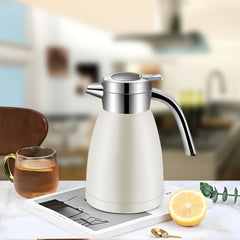 SOGA 2X 1.2L Stainless Steel Kettle Insulated Vacuum Flask Water Coffee Jug Thermal White