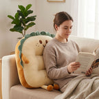 SOGA 2X Smiley Face Toast Bread Cushion Stuffed Car Seat Plush Cartoon Back Support Pillow Home Decor