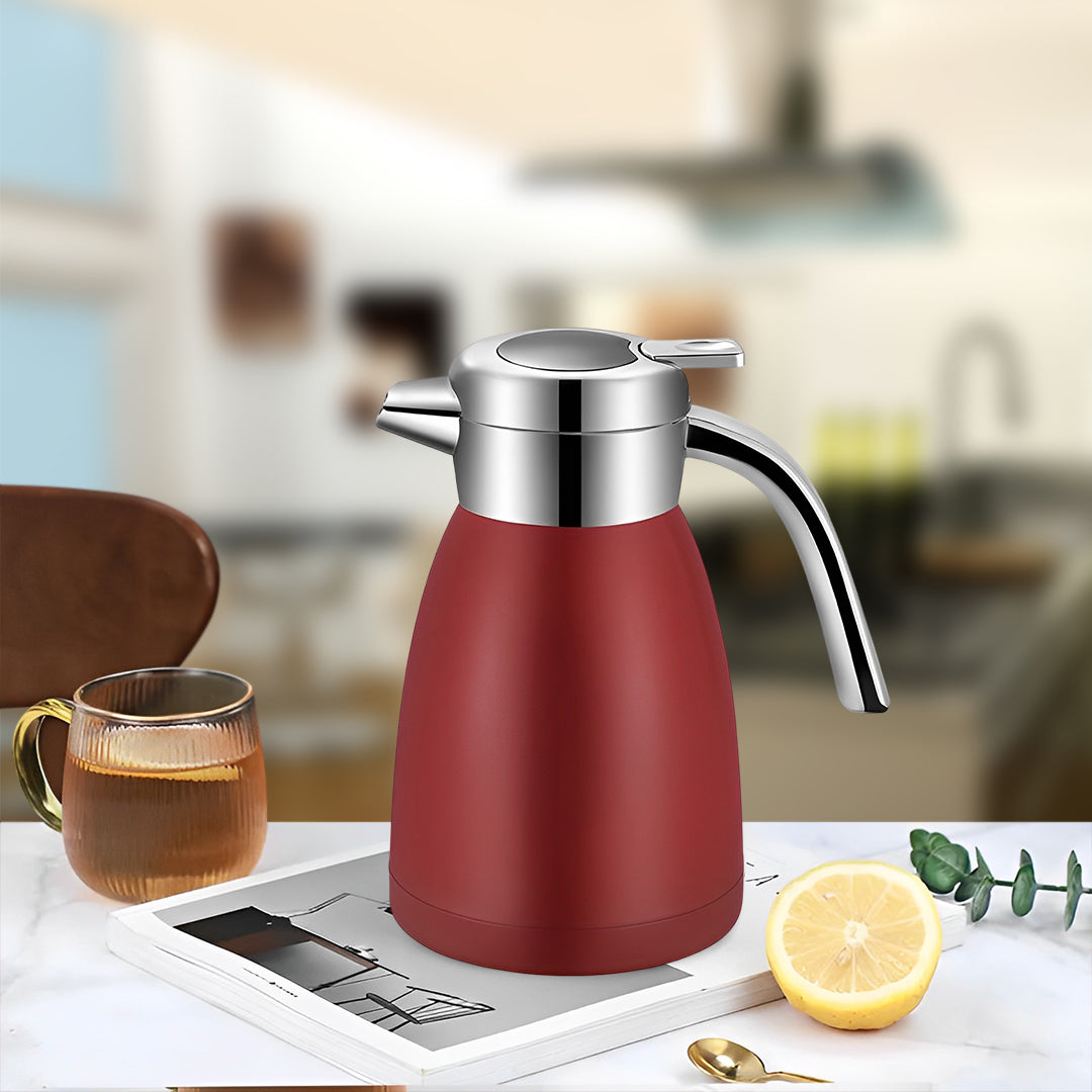SOGA 2X 1.2LStainless Steel Kettle Insulated Vacuum Flask Water Coffee Jug Thermal Red
