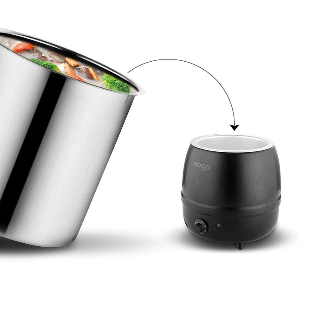 SOGA 2X 10L Soup Kettle Commercial Soup Pot Electric Soup Maker Black
