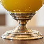 SOGA 38cm Ceramic Oval Flower Vase with Gold Metal Base Yellow