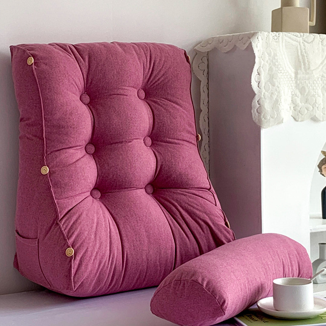 SOGA 4X 45cm Magenta Triangular Wedge Lumbar Pillow Headboard Backrest Sofa Bed Cushion Home Decor