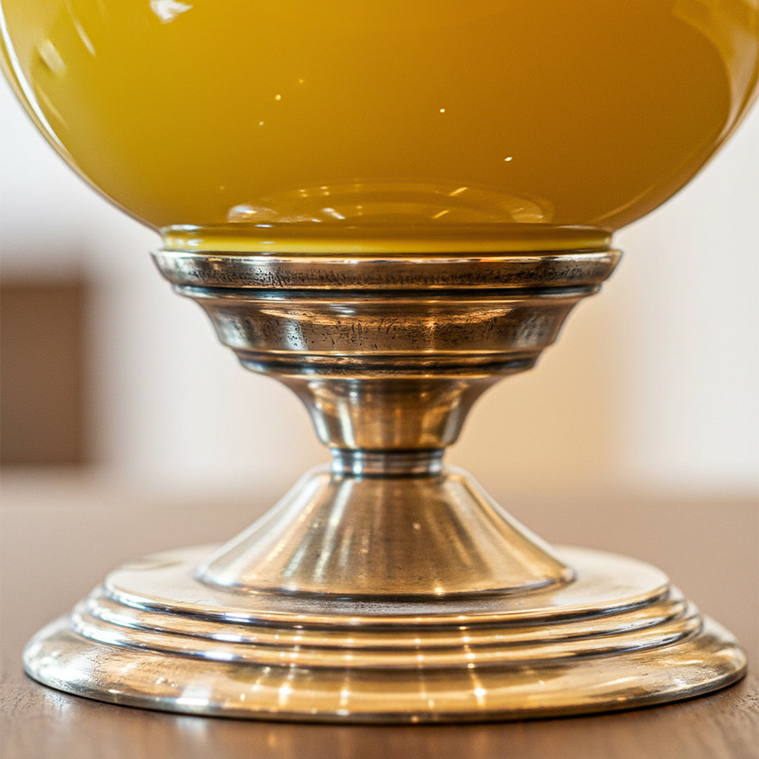 SOGA 2x 38cm Ceramic Oval Flower Vase with Gold Metal Base Yellow
