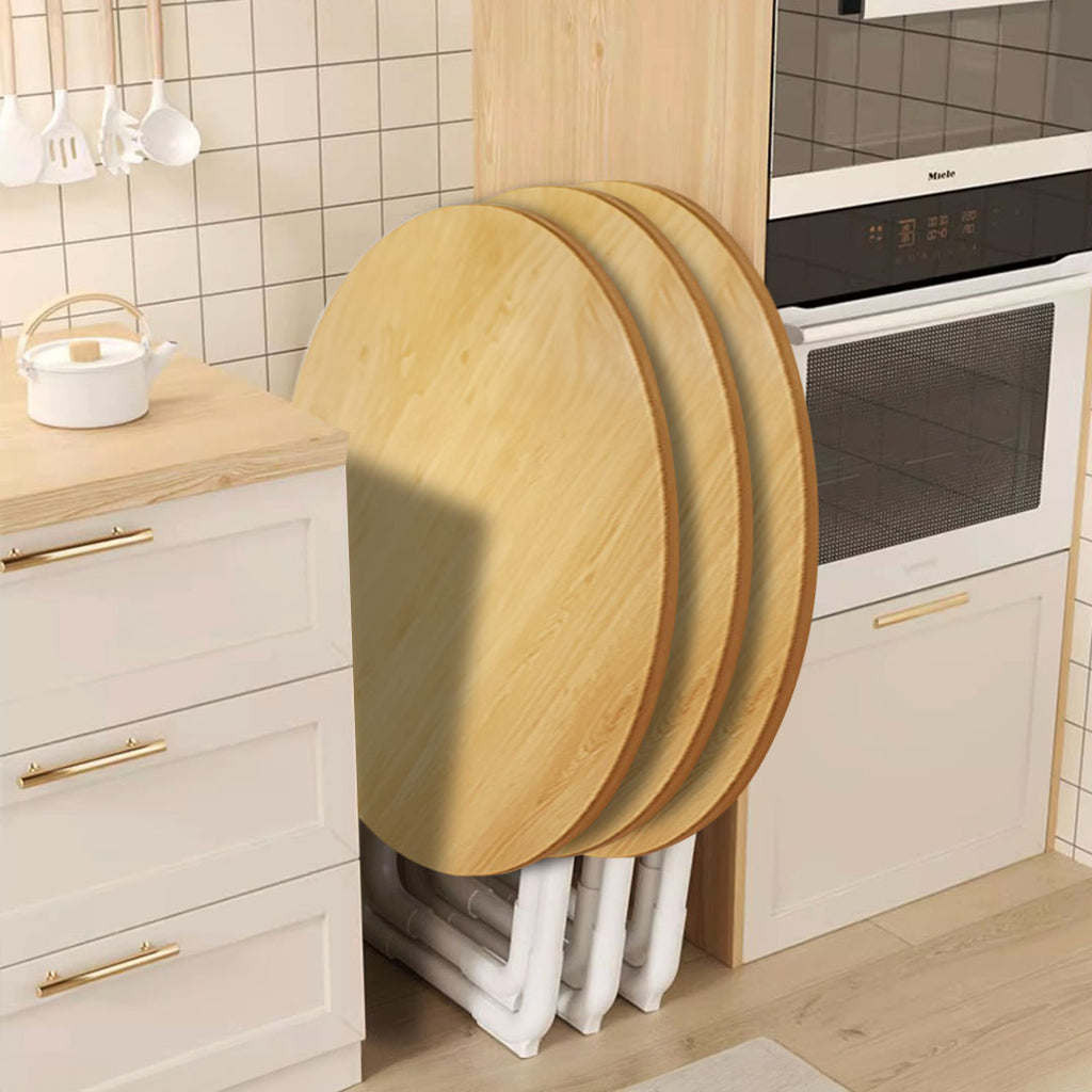 SOGA 80cm Wood Color Round Table with White Legs Modern Design for Home Decor