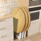 SOGA 80cm Wood Color Round Table with White Legs Modern Design for Home Decor