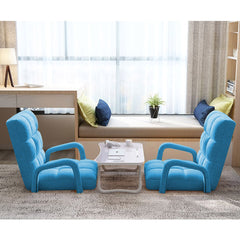 SOGA 4X Foldable Lounge Cushion Adjustable Floor Lazy Recliner Chair with Armrest Blue
