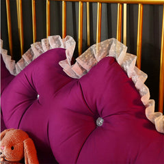 SOGA 150cm Burgundy Princess Bed Pillow Headboard Backrest Bedside Tatami Sofa Cushion with Ruffle Lace Home Decor
