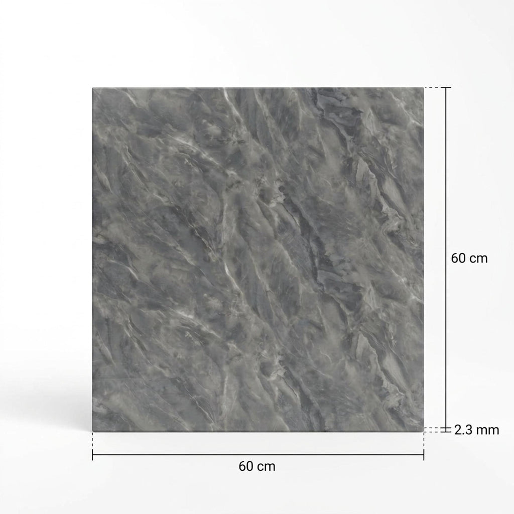 SOGA Peel & Stick Floor and Wall Tiles 60 x 60cm 10 Pack Grey Faux Marble