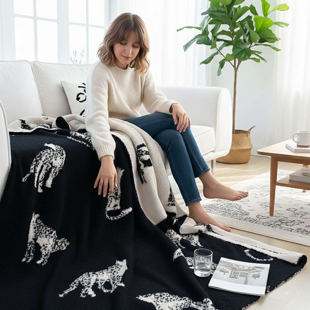 SOGA 2X Black Cream Animal Print Throw Blanket 130x180cm Acrylic $ 189