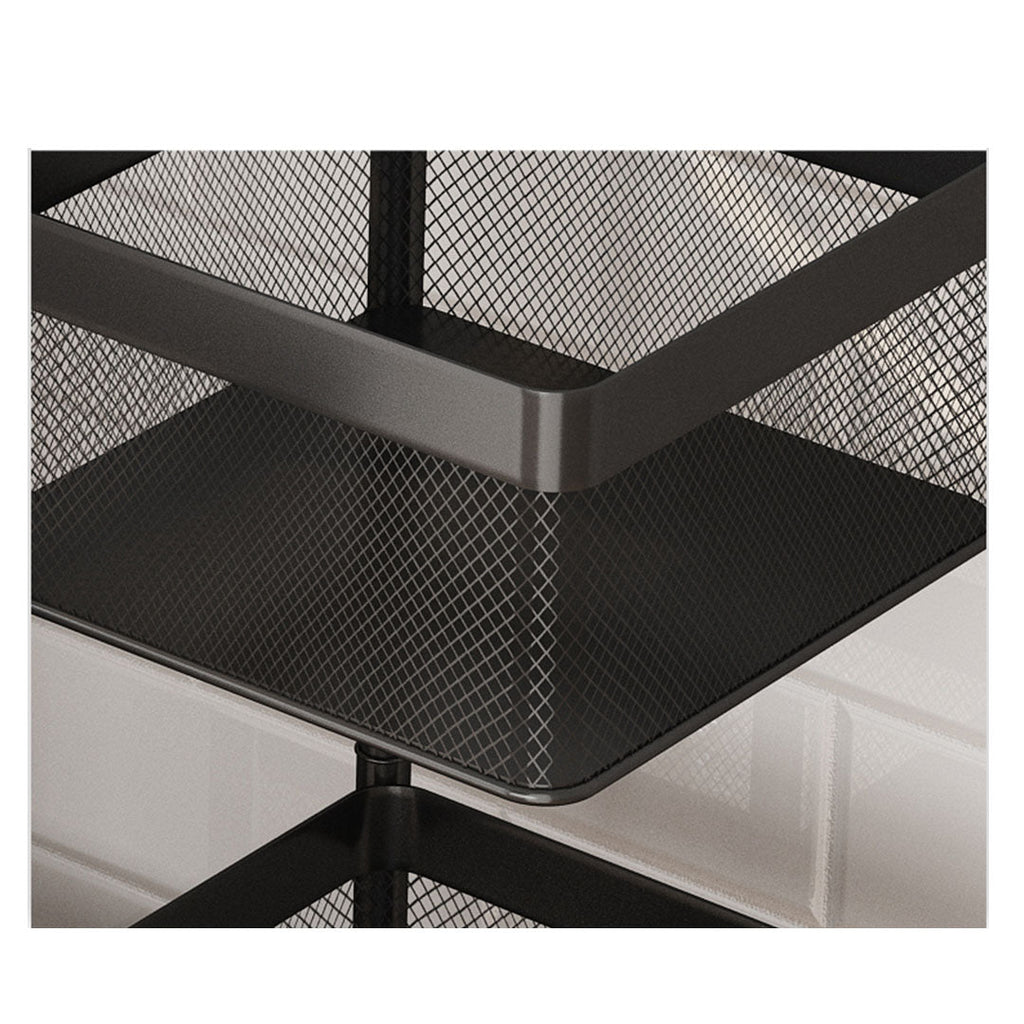 SOGA 2X 5 Tier Steel Square Rotating Kitchen Cart Multi-Functional Shelves Storage Organizer with Wheels