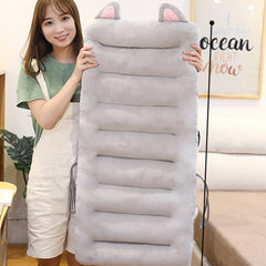 SOGA 2X Grey One Piece Siamese Cushion Office Sedentary Butt Mat Back Waist Chair Support Home Decor With Cat Ears