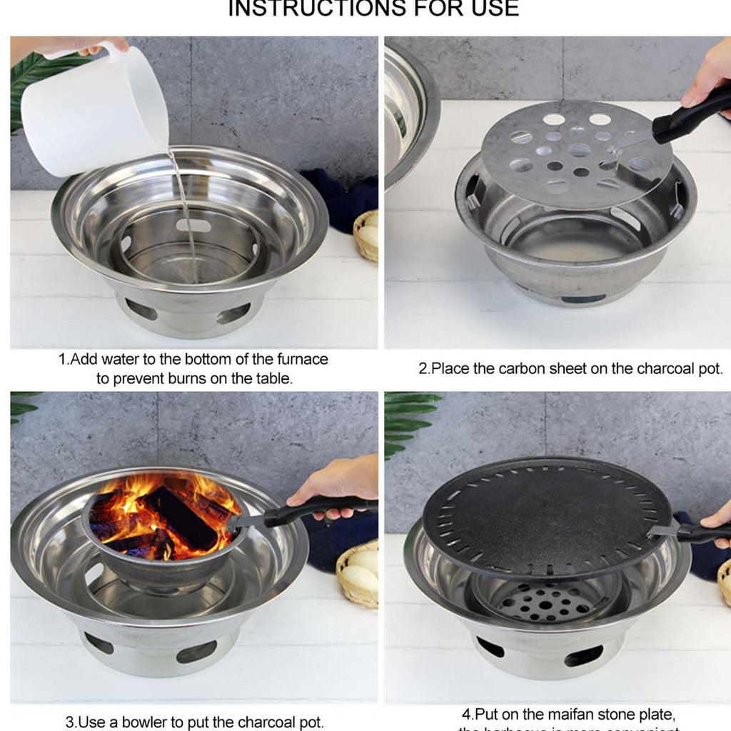 SOGA 2x BBQ Grill Stainless Steel Portable Smokeless Charcoal Grill Home Outdoor Camping