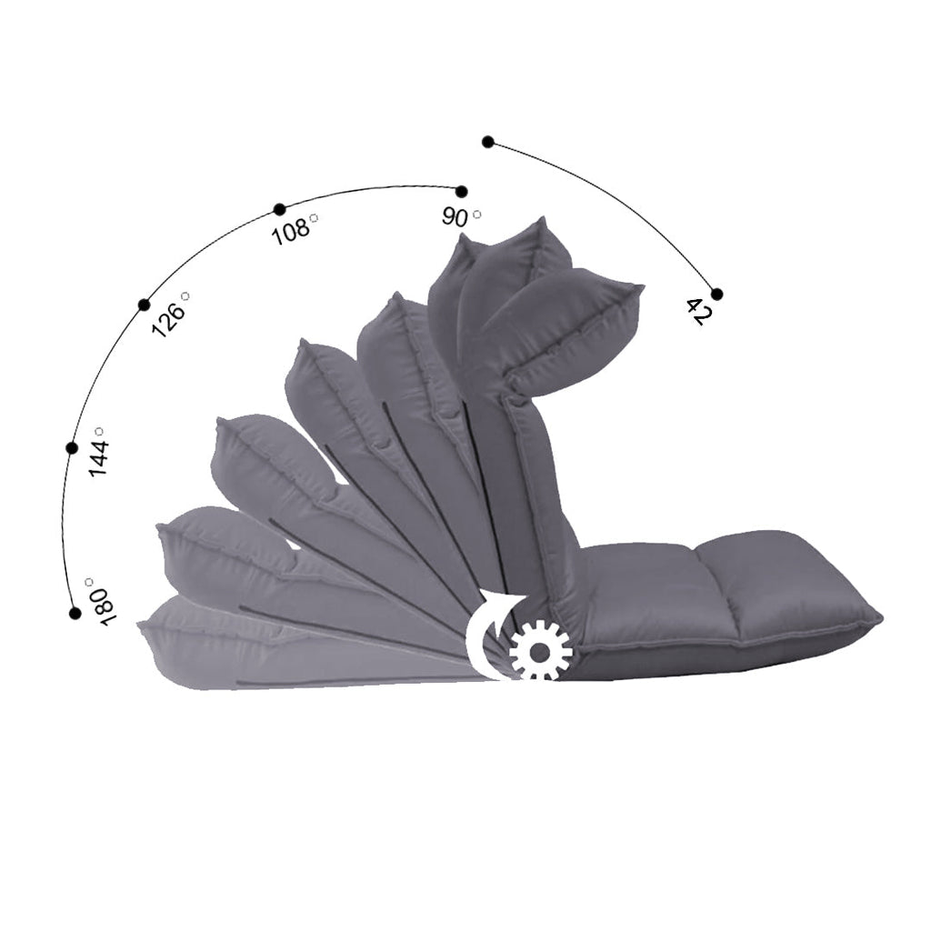 SOGA Grey Lounge Recliner Lazy Sofa Bed Tatami Cushion Collapsible Backrest Seat Home Office Decor