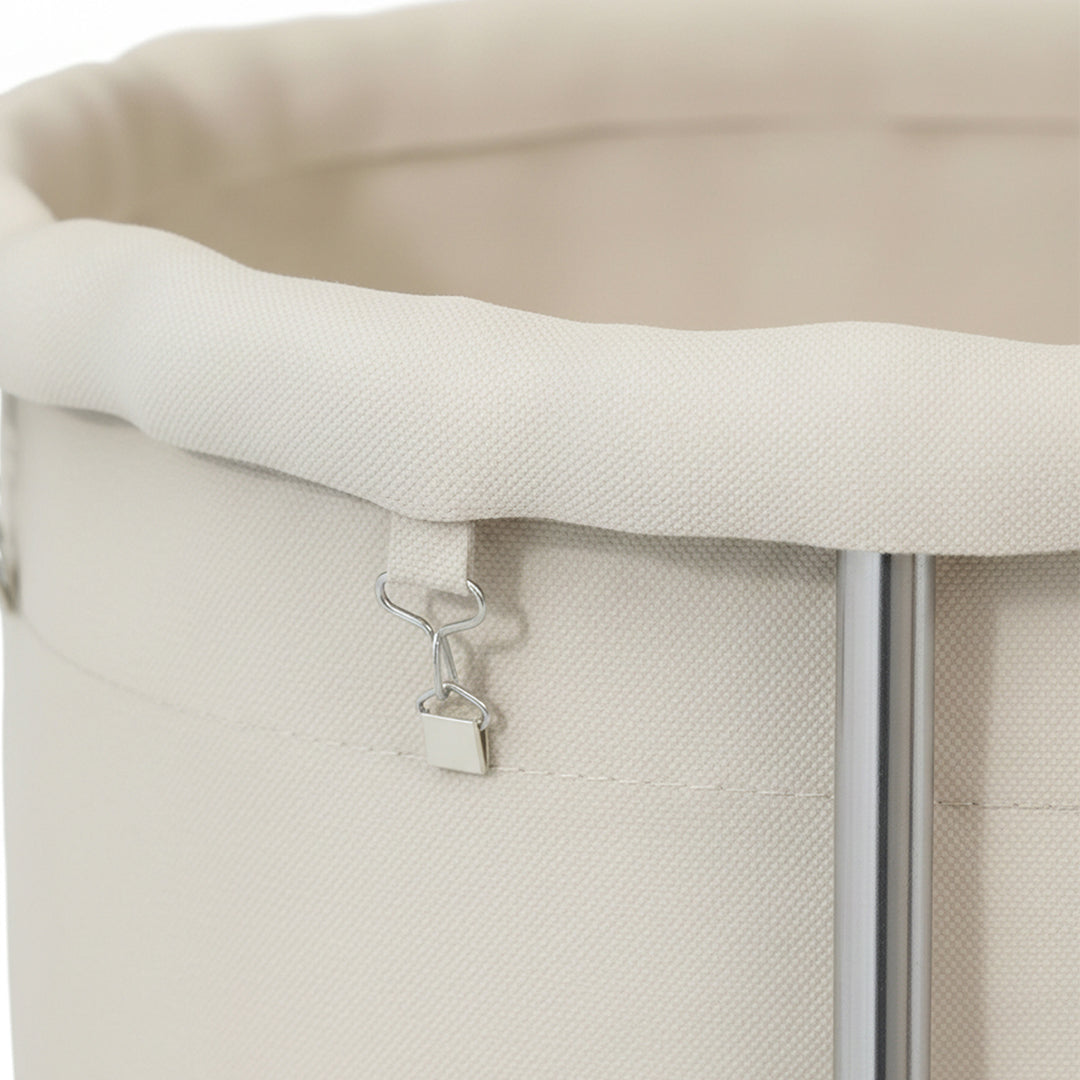 SOGA 2X Stainless Steel Commercial Round Soiled Linen Laundry Trolley Cart with Wheels White