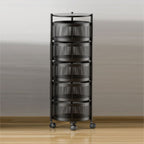 SOGA 5 Tier Steel Round Rotating Kitchen Cart Multi-Functional Shelves Storage Organizer with Wheels