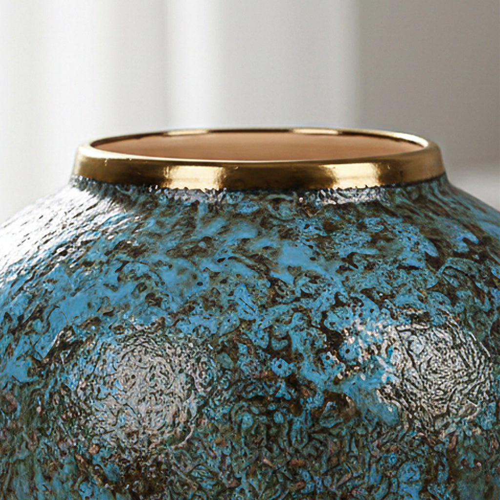 SOGA 21x22cm Light Blue Small Ceramic Flower Vase Elegant Living Room Home Decor