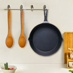 SOGA 2X 26cm Round Cast Iron Frying Pan Skillet Steak Sizzle Platter with Handle
