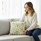 SOGA 2X 50cm Artistic Olive Green White Geometric Pattern Throw Pillow $ 142