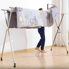 SOGA 2X 1.6m Portable Standing Clothes Drying Rack Foldable Space-Saving Laundry Holder with Wheels