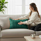 SOGA 2X 30cm Green Velvet Quilted Grid Pattern Decorative Throw Pillow $ 119