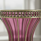 SOGA 67cm Purple Glass Tall Floor Vase with Metal Flower Stand