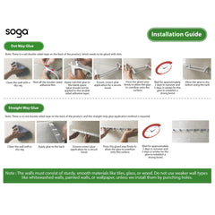 SOGA 29cm Wall-Mounted Slipper Organiser Adhesive Storage Space-Saving Wall Rack