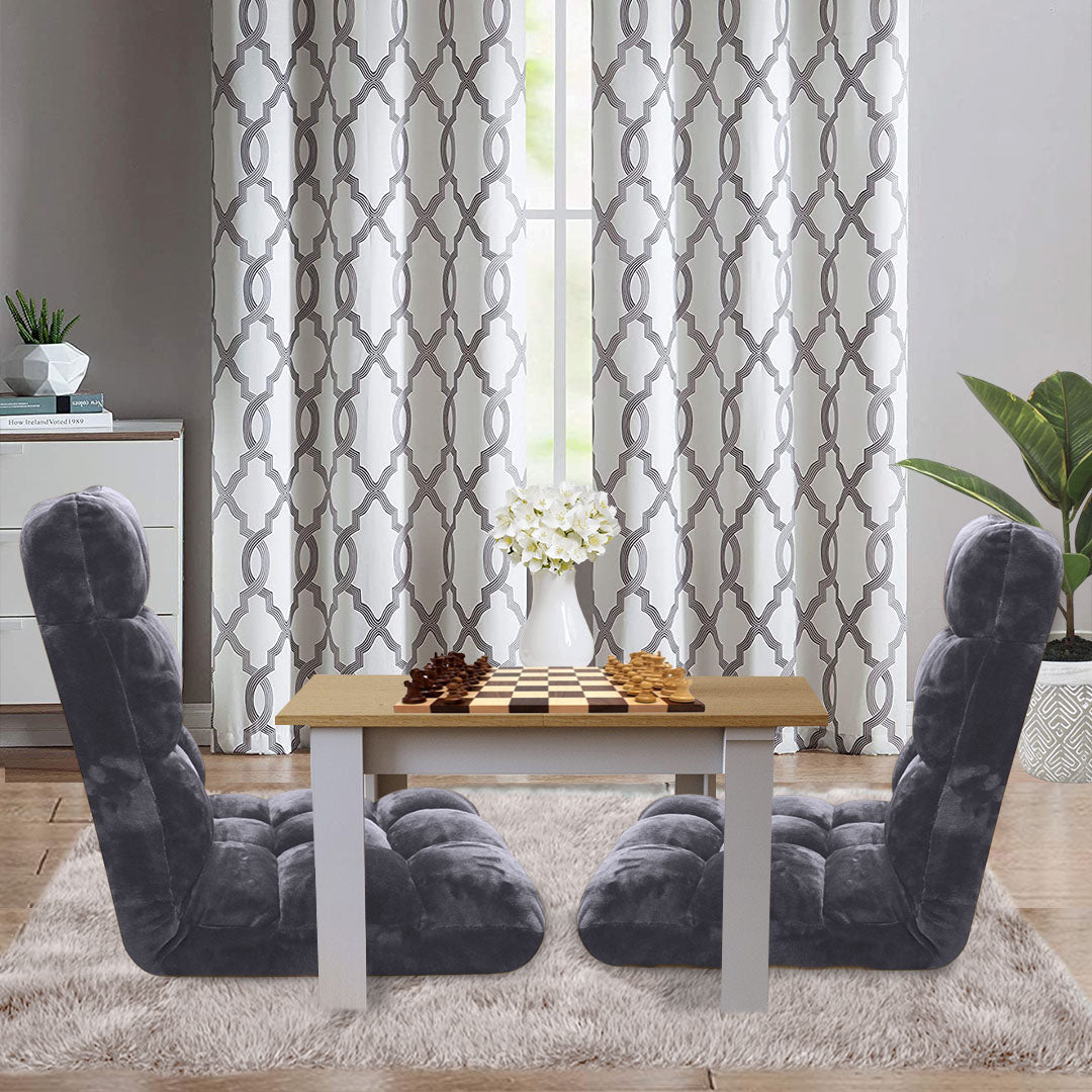 SOGA Floor 2x Recliner Folding Lounge Sofa Futon Couch Folding Chair Cushion Grey
