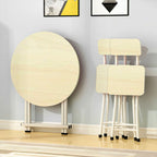 SOGA Maple Grain Dining Table Portable Round Surface Space Saving Folding Desk Home Decor