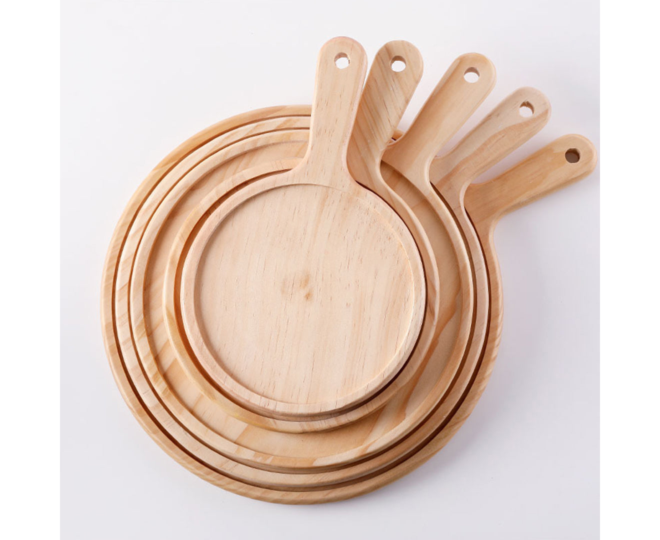 SOGA 2X 9 inch Round Premium Wooden Pine Food Serving Tray Charcuterie Board Paddle Home Decor