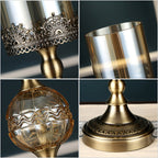 SOGA 2X 47cm Glass Candle Holder Candle Stand Glass/Metal