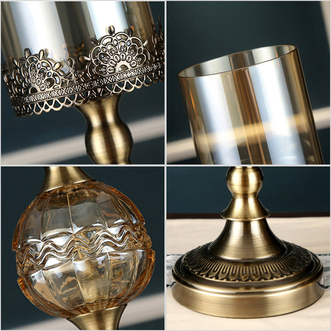 SOGA 2X 47cm Glass Candle Holder Candle Stand Glass/Metal