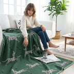 SOGA 2X Olive Green Zebra Print Throw Blanket 130x180cm 100% Cotton $ 237