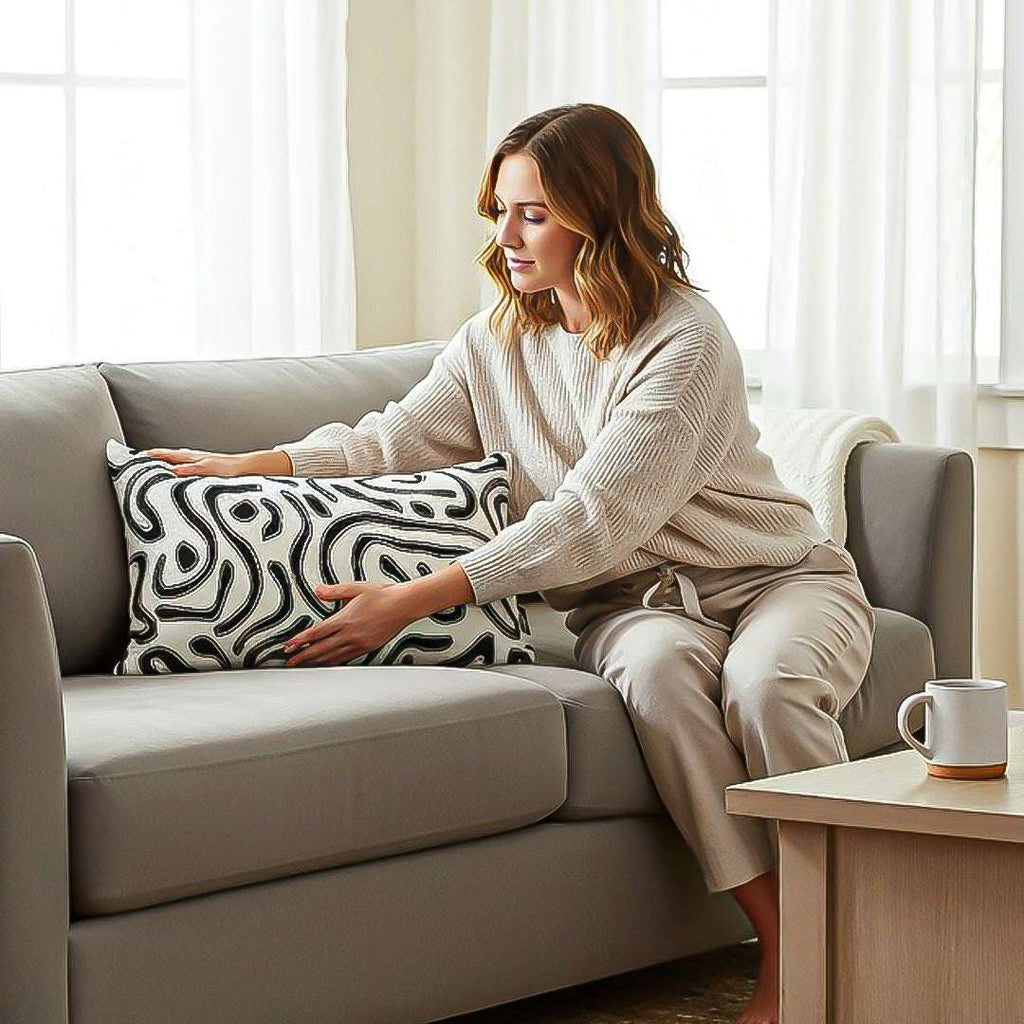 SOGA 2X 30cm Black White Abstract Swirl Pattern Decorative Throw Pillow $ 140